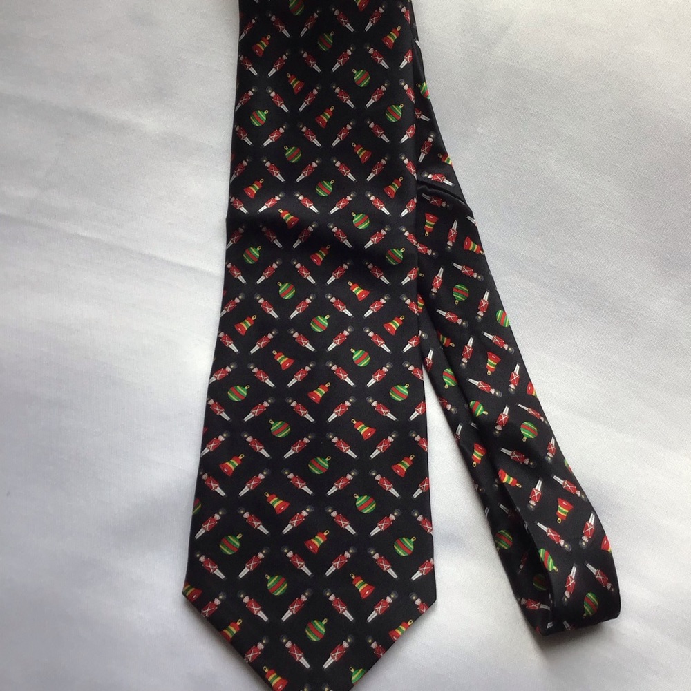 Holidays Christmas silk tie ( nutcracker, bells and ball )